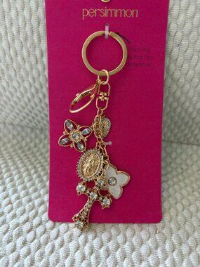 UNIQUE Persimmon Baroque-Style Religious Bag Charm & Key Chain